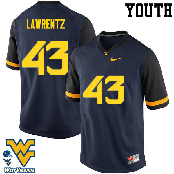 NCAA Youth Tyler Lawrentz West Virginia Mountaineers Navy #43 Nike Stitched Football College Authentic Jersey TA23R01WO